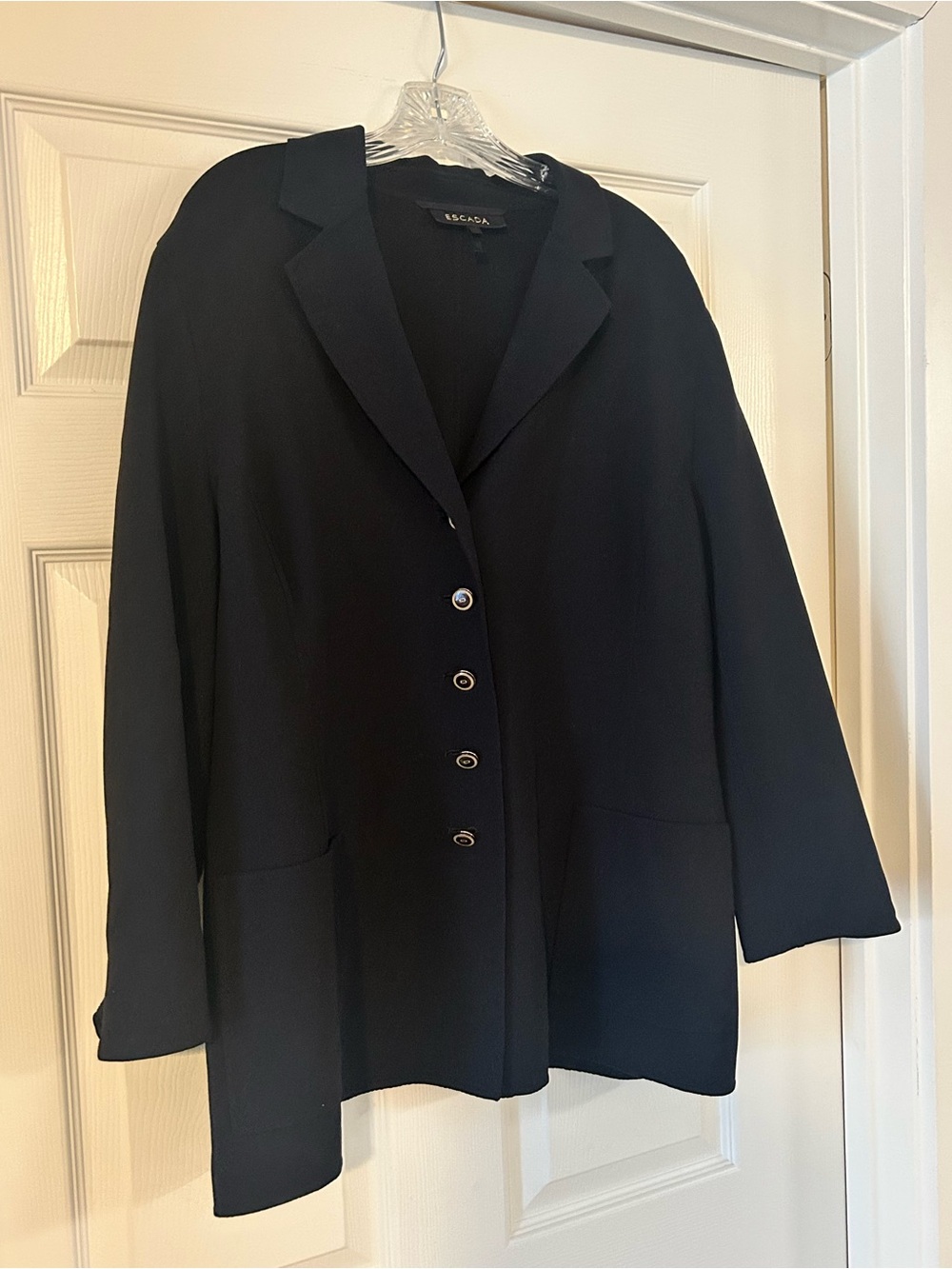 ESCADA Black Wool Elastin Blazer 46 EU - Picture 2 of 7